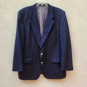 BURBERRY'S Men's Sport Coat 46R Blue 100% Wool Blazer Jacket Vintage Made USA